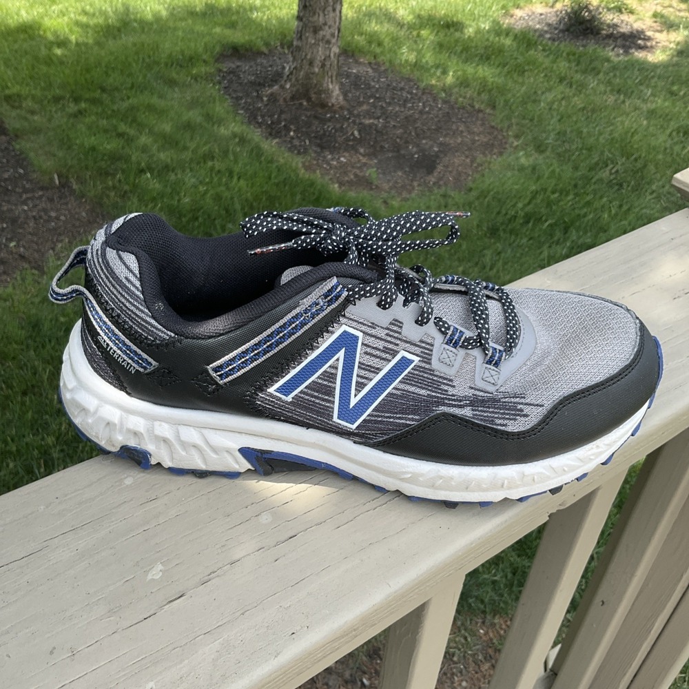 New Balance 410v6 men's size 8 trail running shoes black gray blue MT410sg6